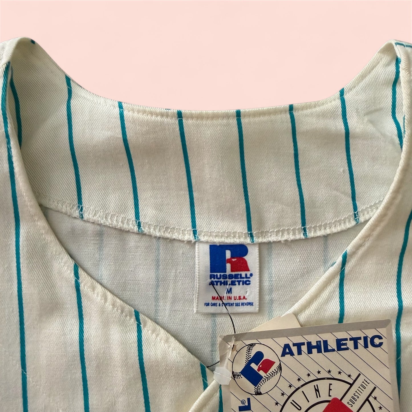 Russell Athletic MLB Florida Marlins Baseball Pinstripe Jersey Mens Medium