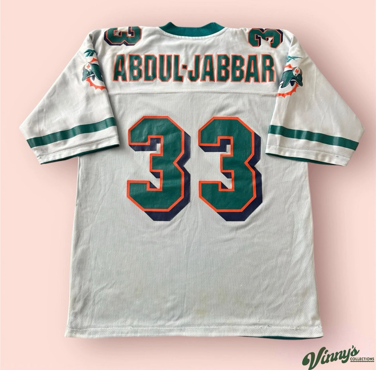 Reebok NFL Miami Dolphins Kareem Abdul Jabbar Reversible Football Jersey Mens Large 48