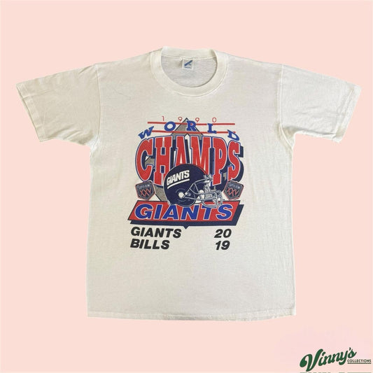 Vintage 90s Jerzees 1990 New York Giants Super Bowl XXV Champions Shirt Mens XL