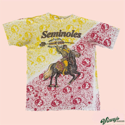 Vintage 90s SJM Florida State Seminoles FSU AOP College Shirt Mens Large