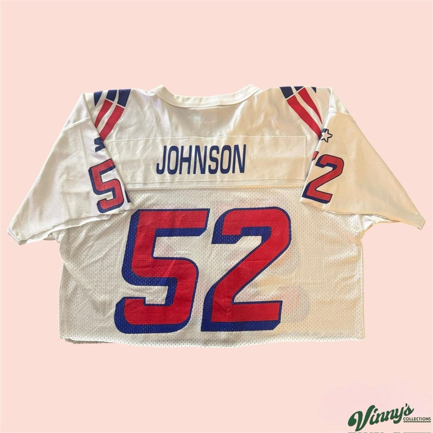 Vintage Starter New England Patriots Ted Johnson Cropped Football Jersey Mens XL