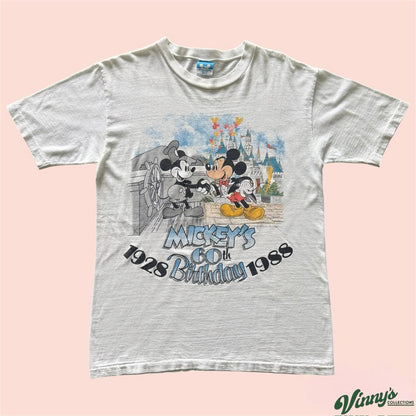 Vintage 80s Single Stitch Disney Mickey’s 60th Birthday Shirt Mens Medium