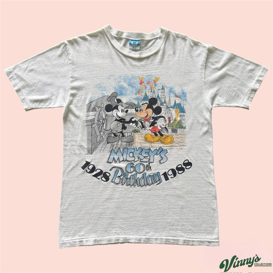 Vintage 80s Single Stitch Disney Mickey’s 60th Birthday Shirt Mens Medium