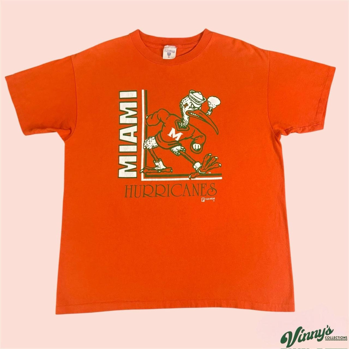 Vintage 90s Flexwear Miami Hurricanes College Shirt Mens XL