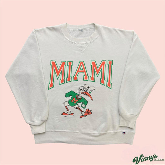 Vintage 90s Miami Hurricanes College Crewneck Sweatshirt Mens XL
