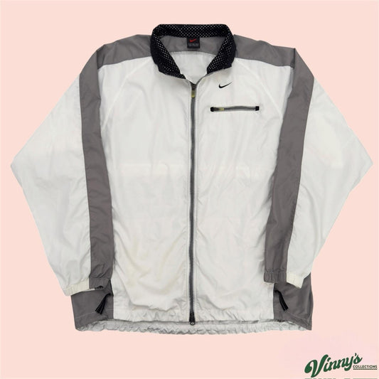 Vintage 90s Nike White Grey Windbreaker Jacket Mens Large