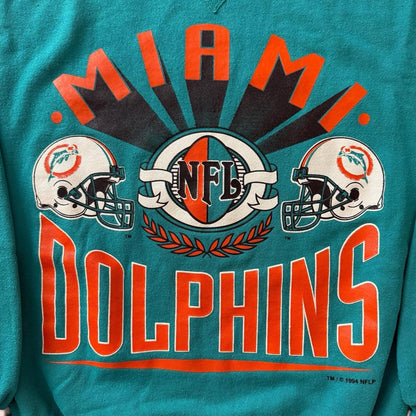 Vintage Bike 1994 NFL Miami Dolphins Football Crewneck Sweatshirt Mens XL