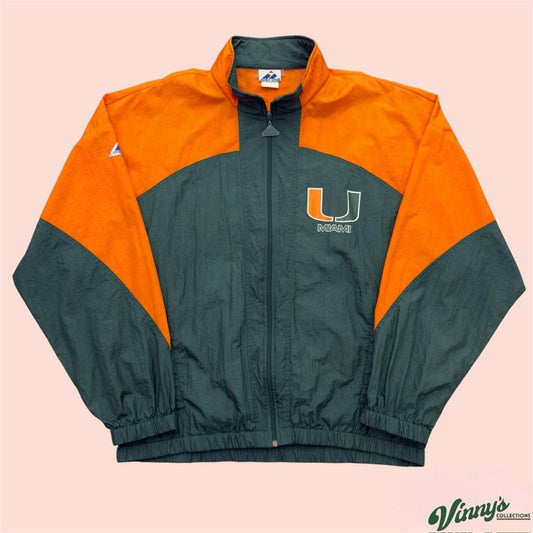 Vintage Apex One Miami Hurricanes College Windbreaker Jacket Mens Large