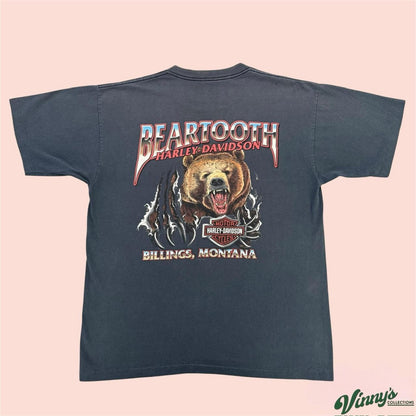 Vintage 00s Harley Davidson Beartooth Billings Montana Biker Shirt Mens Large