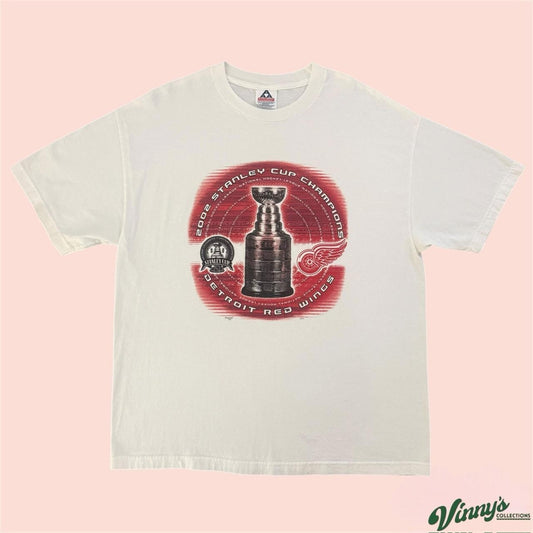 Vintage 00s NHL Detroit Red Wings 2002 Stanley Cup Champions Shirt Mens XL