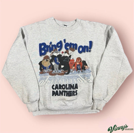 Vintage 1993 Warner Bros NFL Carolina Panthers Football Sweatshirt Mens Small