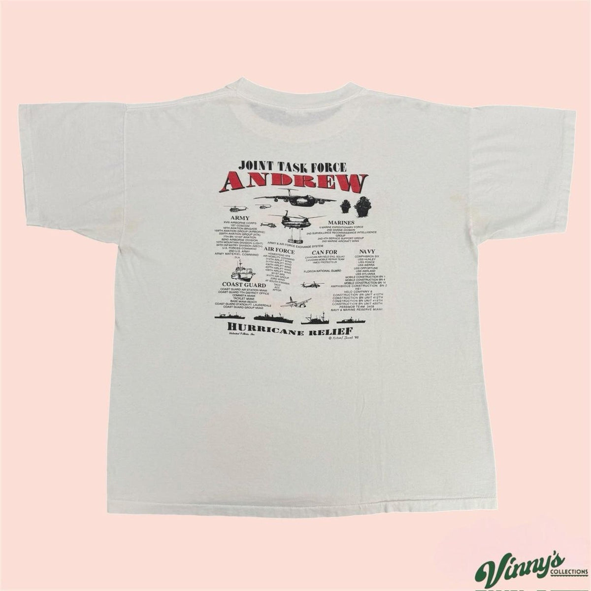 Vintage 90s Joint Task Force Hurricane Andrew Relief Shirt Mens XL