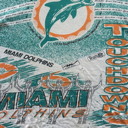 Vintage 90s NFL Miami Dolphins AOP Football Boxy Shirt Mens Medium