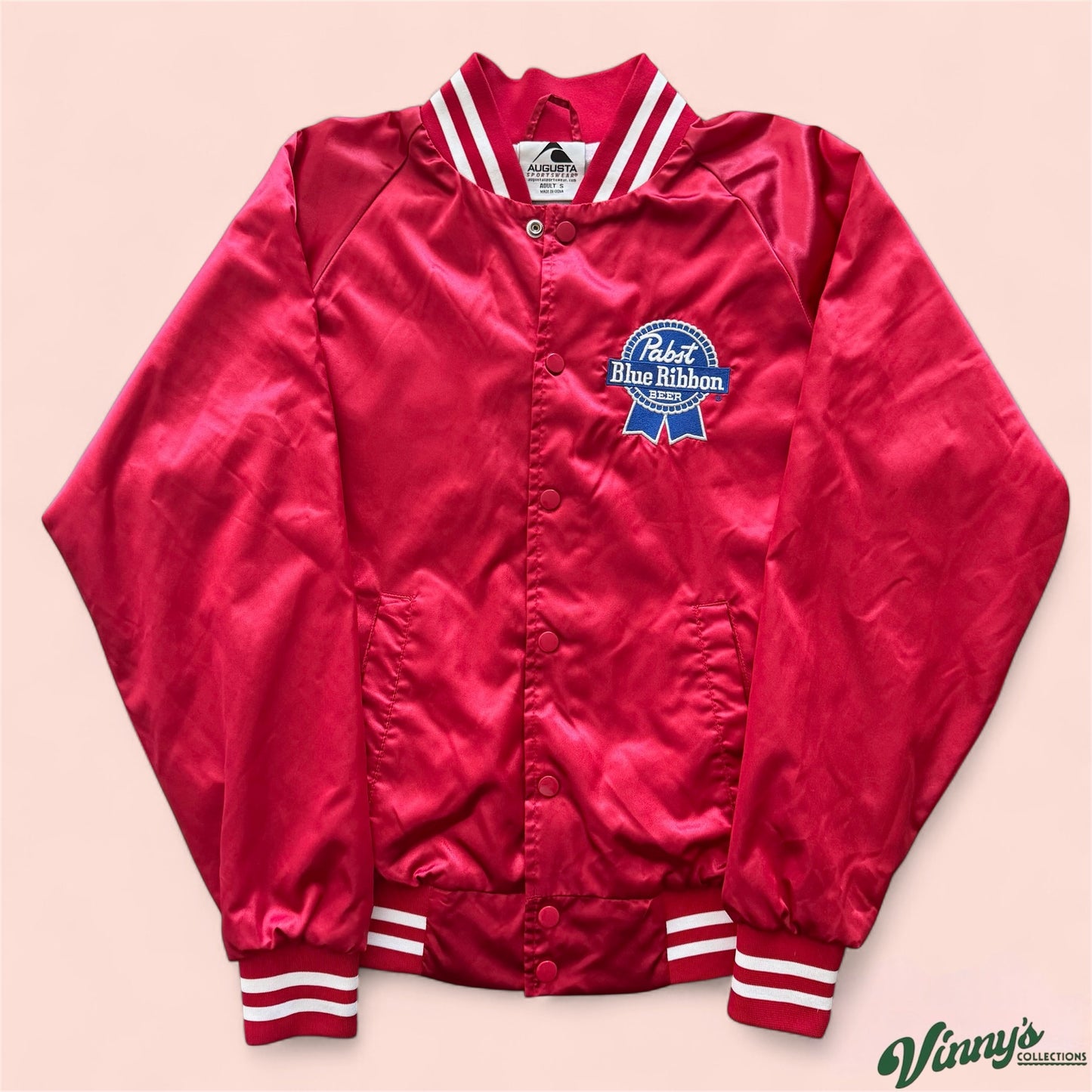 Vintage Augusta Sportswear Pabst Blue Ribbon Beer PBR Bomber Jacket Mens Small