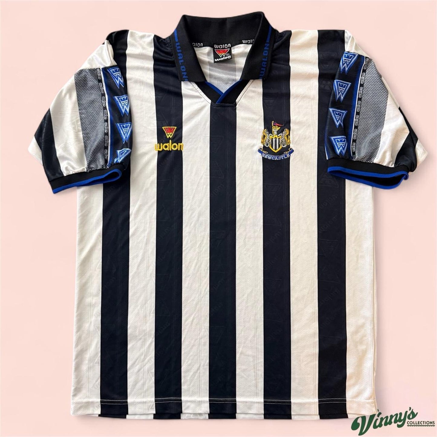 Vintage 90s Walon Newcastle United Home Soccer Jersey Kit Mens Large