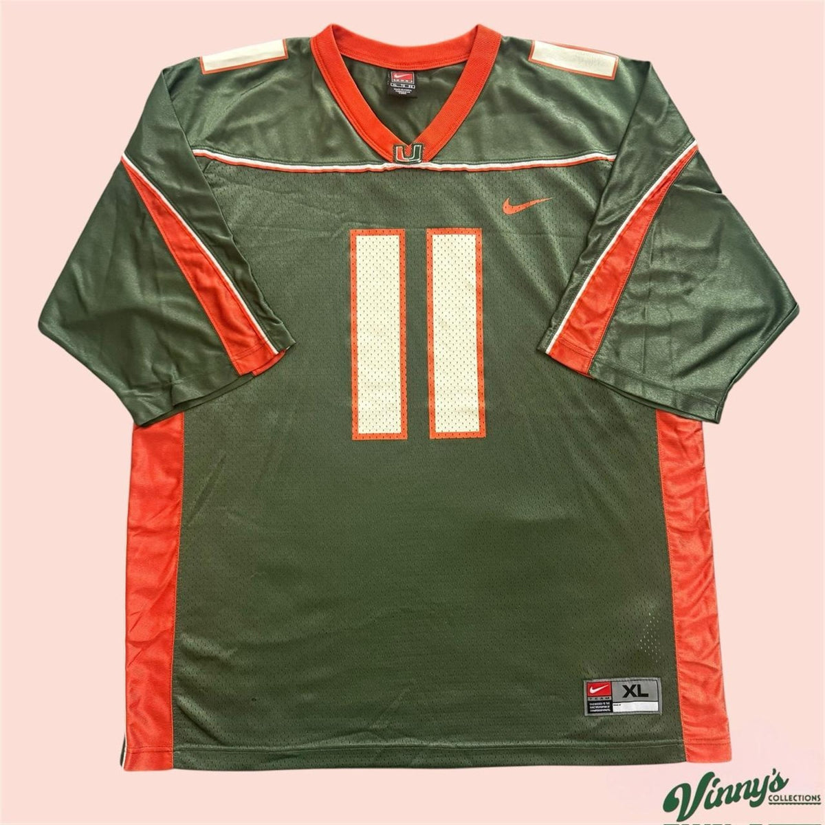 Vintage 2001 Nike Miami Hurricanes Ken Dorsey College Football Jersey Mens XL