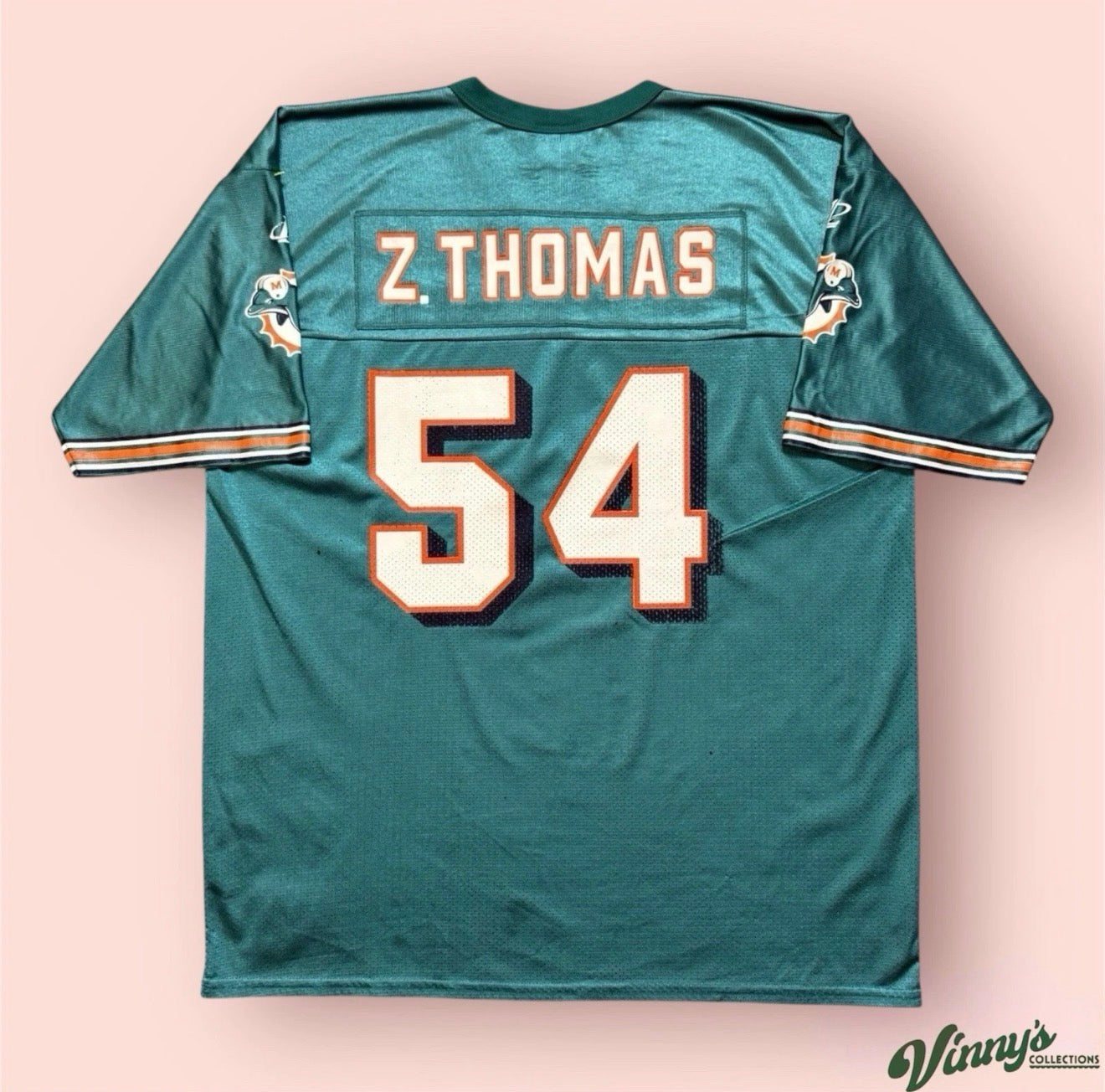Vintage Logo Athletic NFL Miami Dolphins Zach Thomas Football Jersey Mens XL