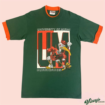 Vintage 90s Team Edition Apparel Miami Hurricanes College Shirt Mens Large