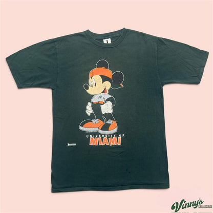 Vintage 90s Jostens Miami Hurricanes Mickey Mouse College Shirt Mens Large
