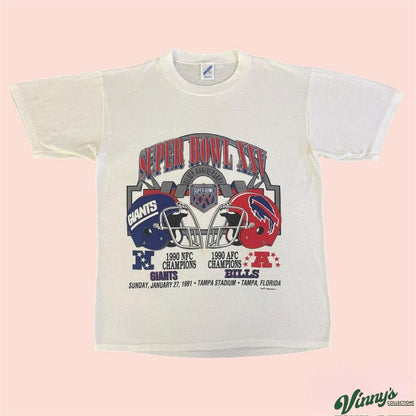 Jerzees Super Bowl XXV New York Giants vs Buffalo Bills Football Shirt Mens XL