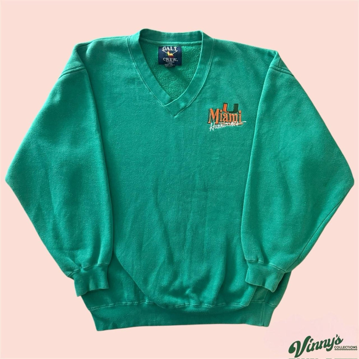 Vintage 90s Galt Crew NCAA Miami Hurricanes College Sweatshirt Mens Large
