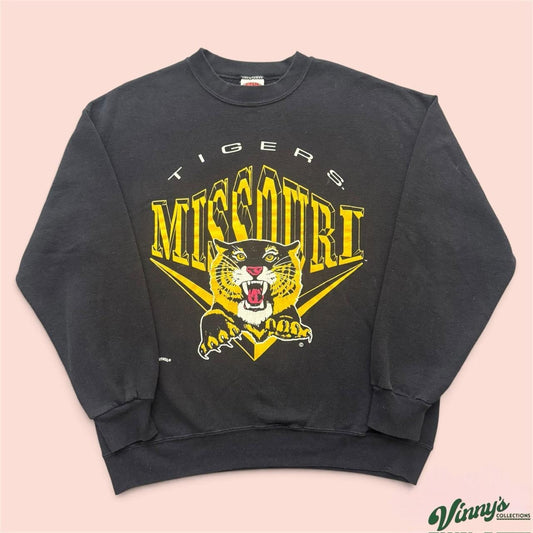 Vintage 90s Nutmeg Missouri Tigers College Crewneck Sweatshirt Mens Large