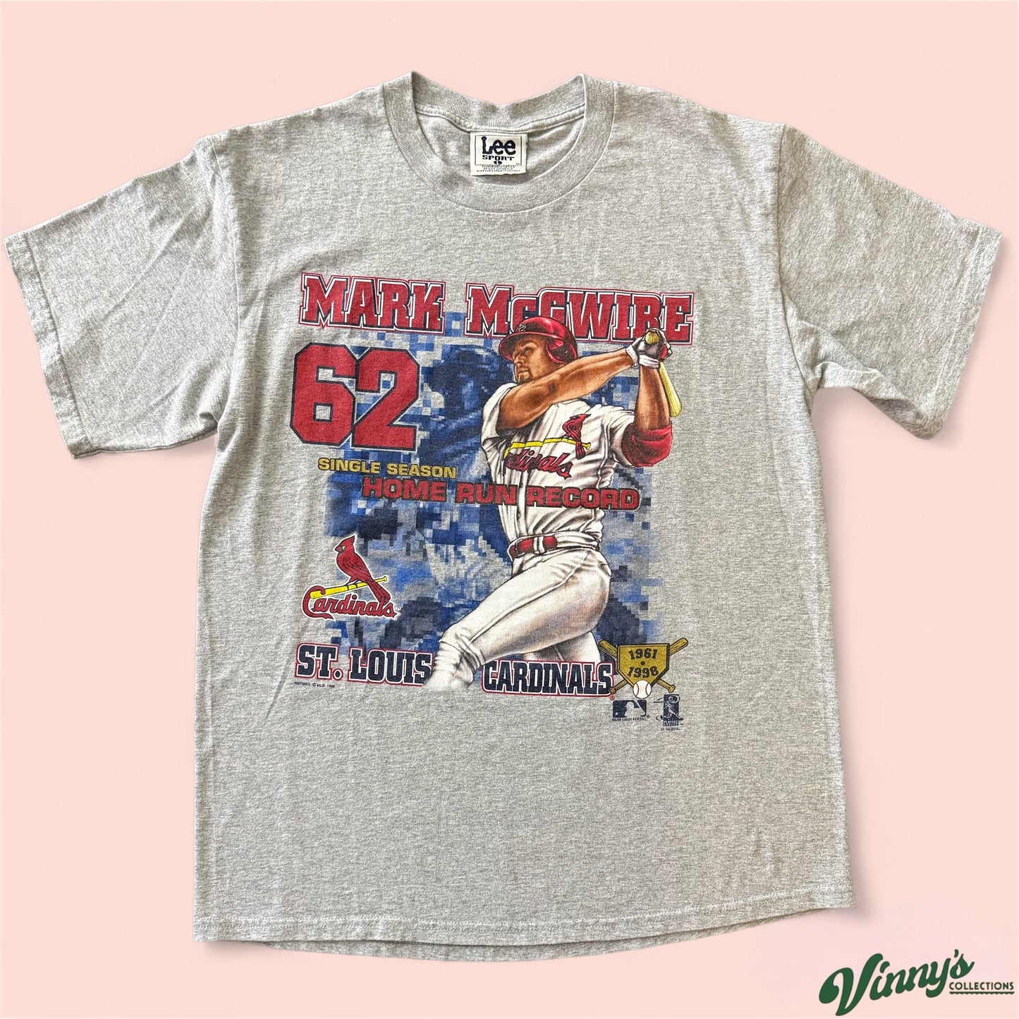 Lee MLB St Louis Cardinals Mark McGwire 62 HR Season Baseball Shirt Mens Large
