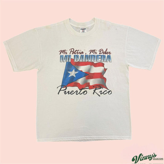 Vintage 00s Y2K Jerzees Puerto Rico Mi Patria Mi Bandera Shirt Mens Large