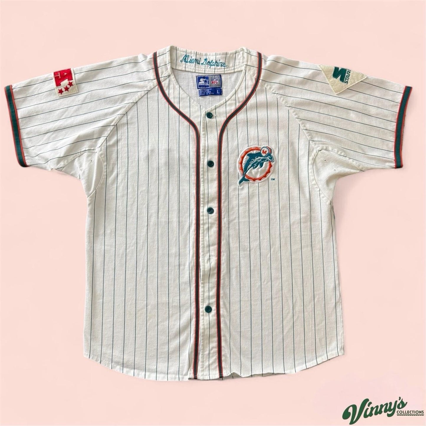 Vintage Starter NFL Miami Dolphins Football Baseball Jersey Mens Large