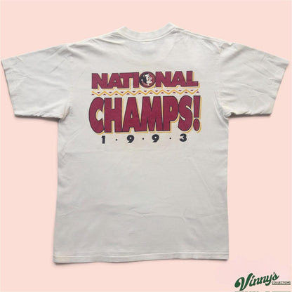 Vintage Mr Tees 1993 Florida State FSU Two Words National Champs Shirt Mens XL