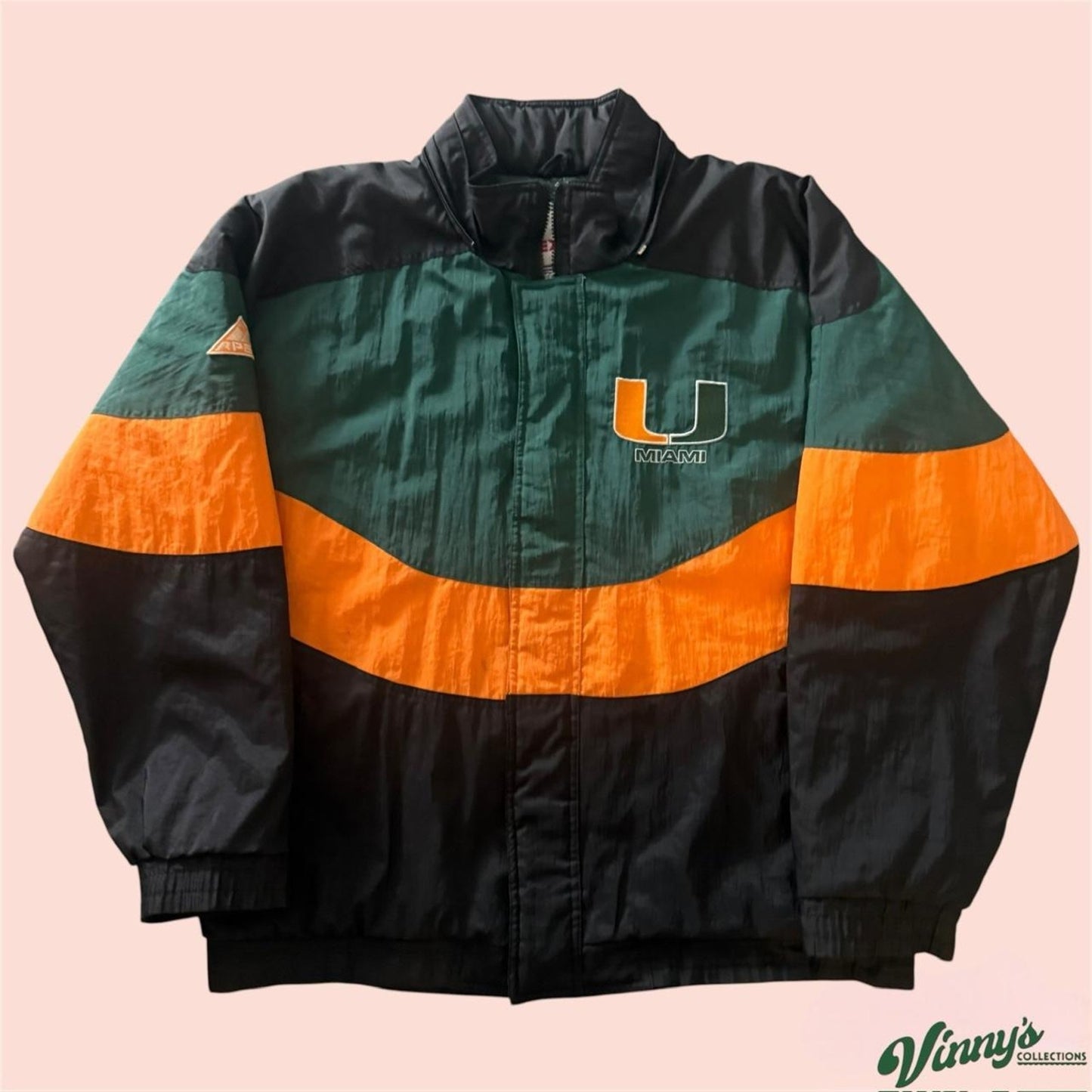 Vintage 90s Apex One Miami Hurricanes College Puffer Jacket Mens Large