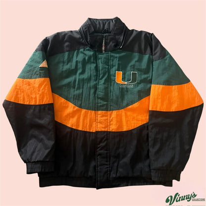 Vintage 90s Apex One Miami Hurricanes College Puffer Jacket Mens Large