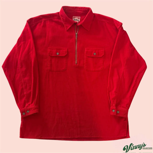 Vintage 90s Marlboro Corduroy Quarter Zip Shirt Mens XL