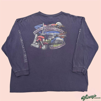 Vintage 00s Y2K Harley Davidson Washington DC Bike LS Shirt Mens 3XL