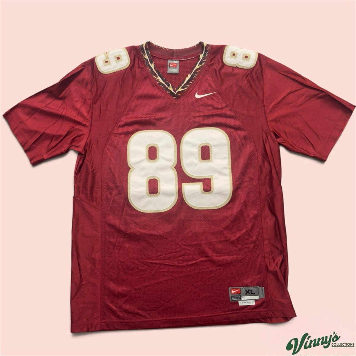 Vintage 90s Nike Florida State FSU Greg Carr College Football Jersey Mens 2XL