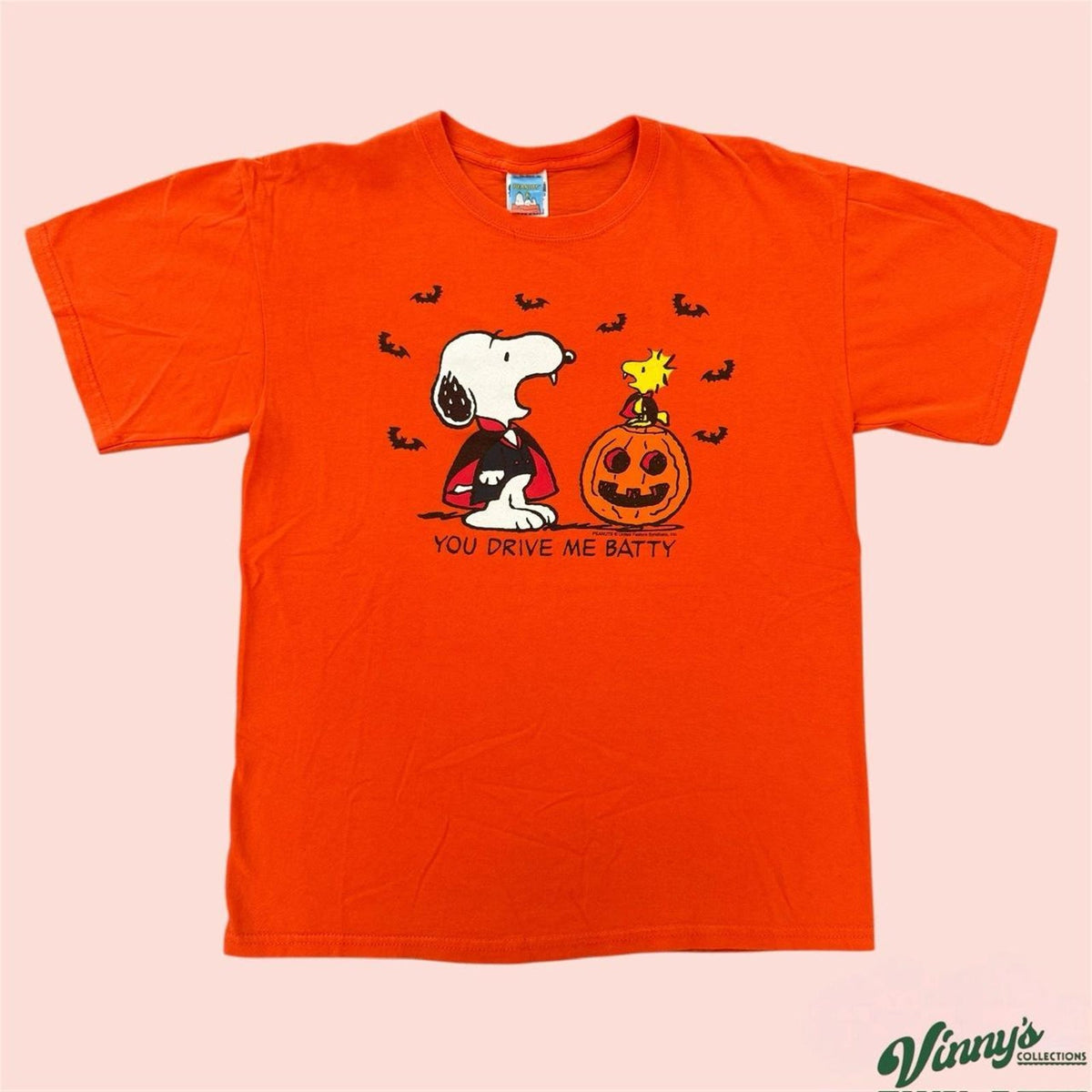 Vintage Peanuts Snoopy You Drive Me Batty Halloween Shirt Mens Medium