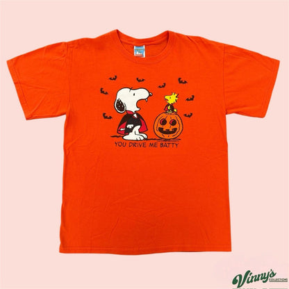 Vintage Peanuts Snoopy You Drive Me Batty Halloween Shirt Mens Medium