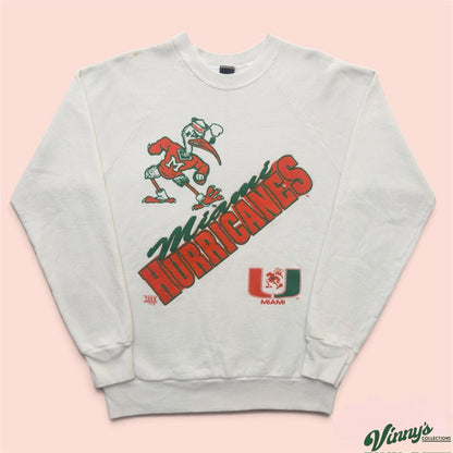Vintage 90s Screen Stars Miami Hurricanes College Sweatshirt Mens Large