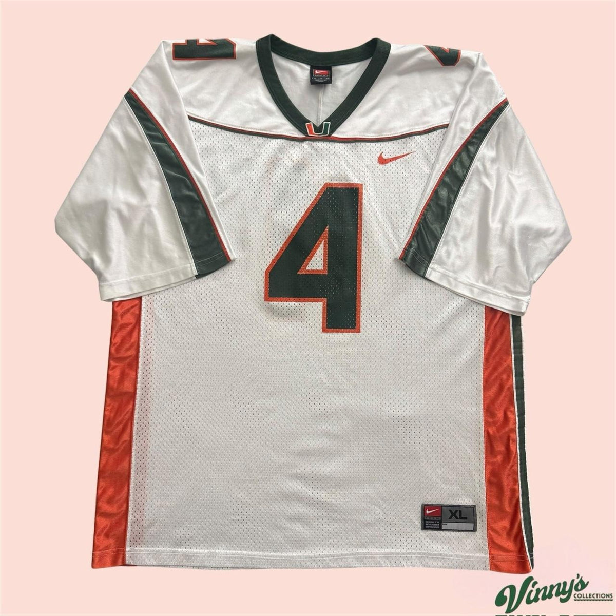 Vintage 2001 Nike Miami Hurricanes Najeh Davenport College Football Jersey Mens XL