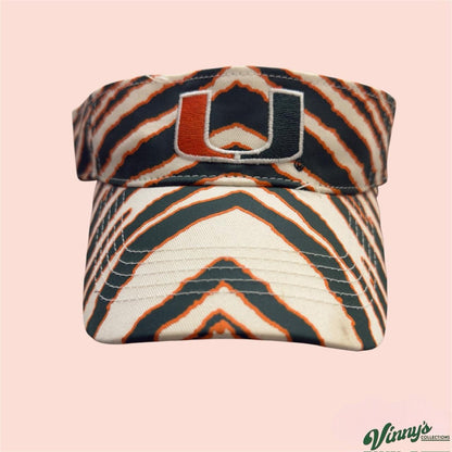 Vintage 90s Zubaz Miami Hurricanes College Visor Snapback Cap