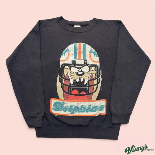 Vintage Tultex Looney Tunes Taz Miami Dolphins Football Sweatshirt Mens Large