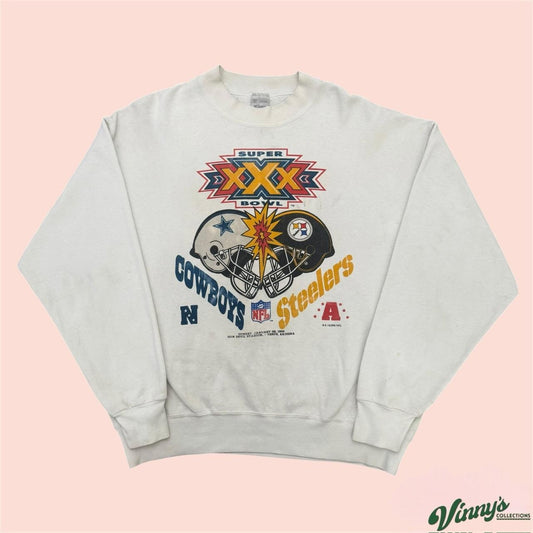 Vintage 90s Super Bowl XXX Steelers vs Cowboys Football Sweatshirt Mens XL