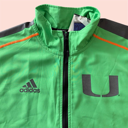 Adidas NCAA Miami Hurricanes College Pullover Windbreaker Jacket Mens Small