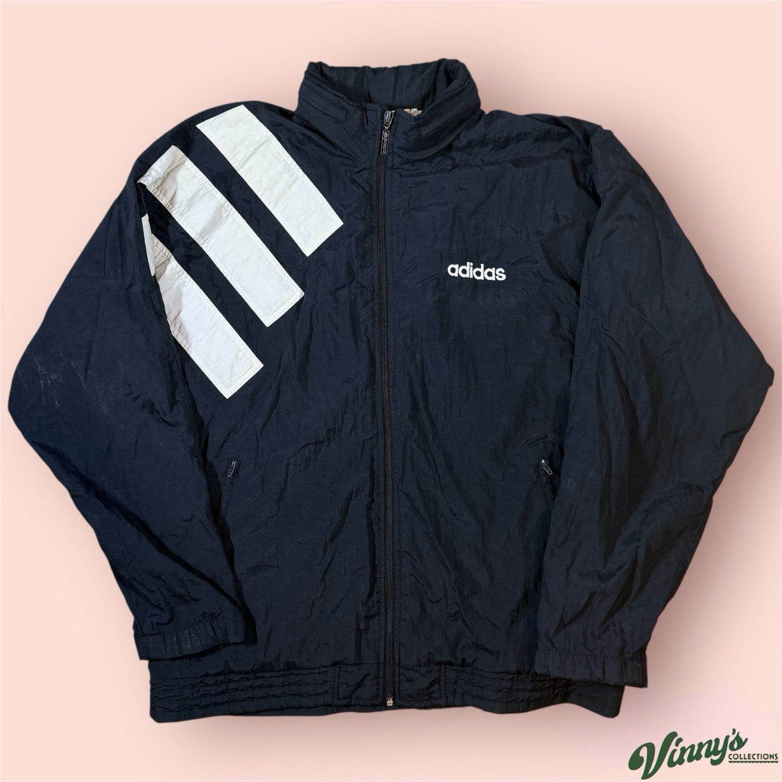 Vintage Adidas Three Stripes Windbreaker Jacket Mens Large