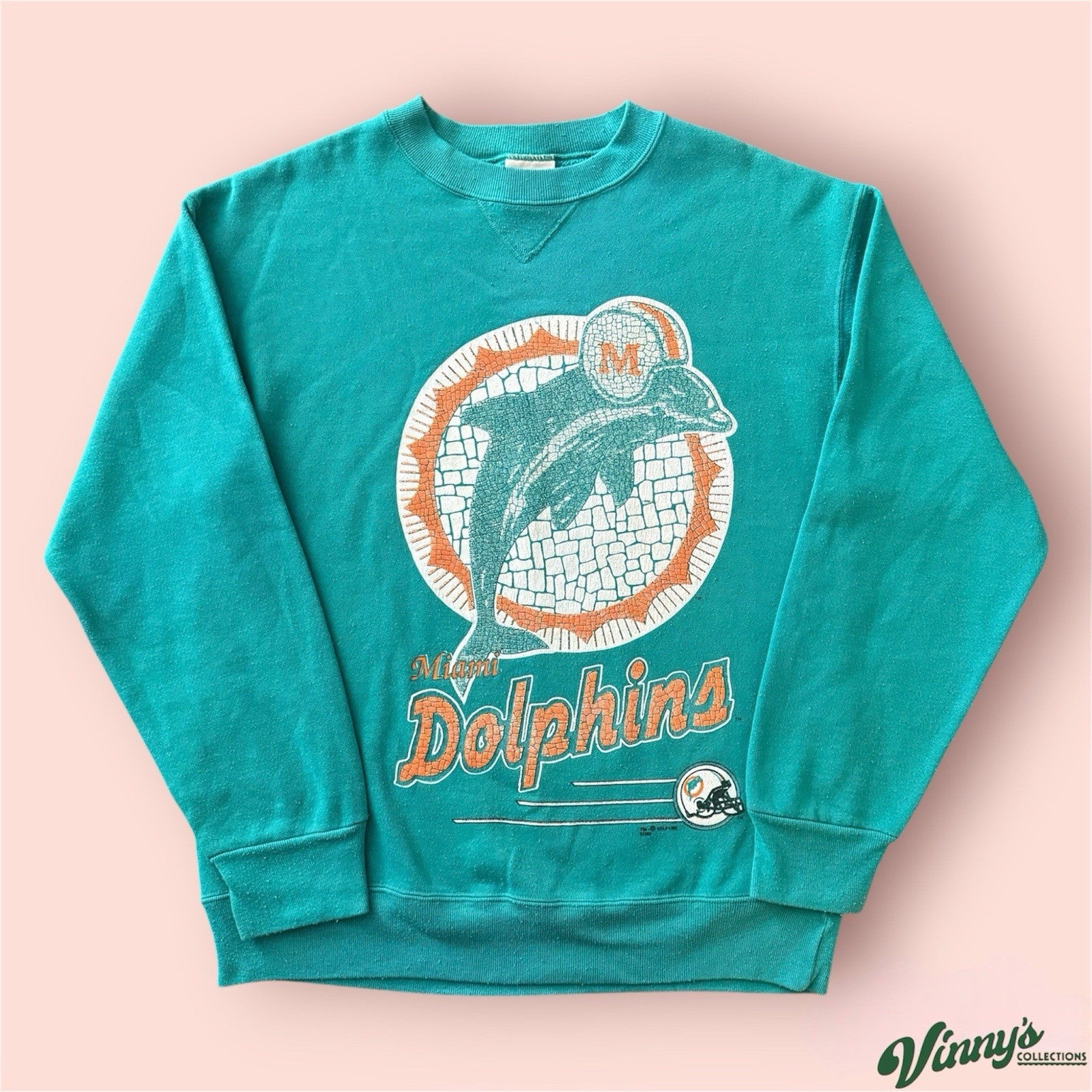 Vintage 1993 Signal Sports NFL Miami Dolphins Football Sweatshirt Mens Large