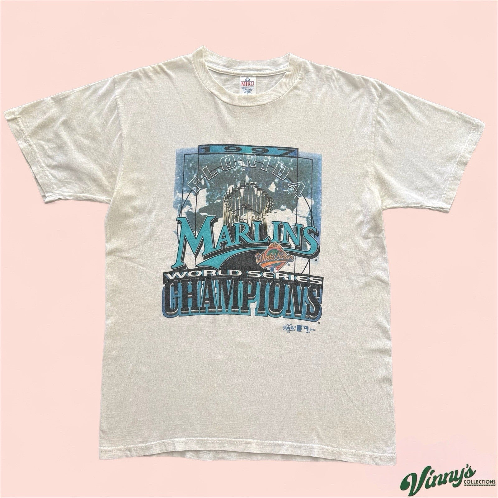 Vintage Miro MLB Florida Marlins 1997 World Series Baseball Shirt Mens Large