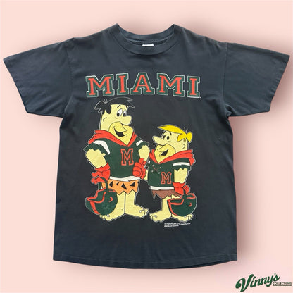 Vintage 1993 NCAA Miami Hurricanes Flintstones College Football Shirt Mens Large