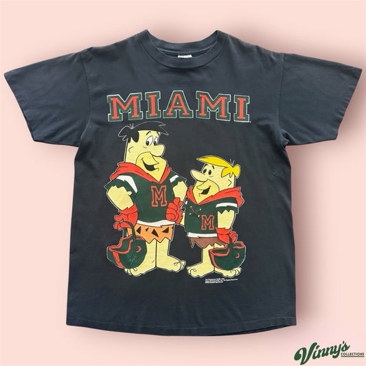 Vintage 1993 NCAA Miami Hurricanes Flintstones College Football Shirt Mens Large