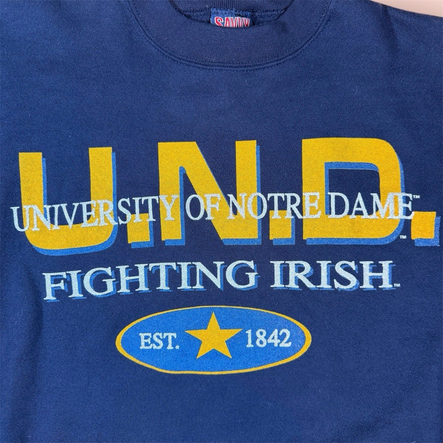 Vintage Savvy NCAA Notre Dame Fighting Irish College Sweatshirt Mens XL