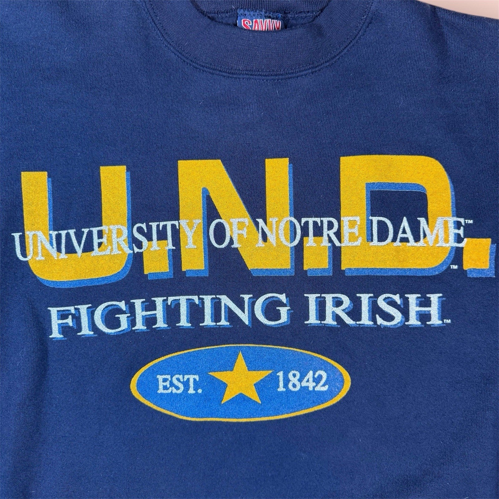 Vintage Savvy NCAA Notre Dame Fighting Irish College Sweatshirt Mens XL